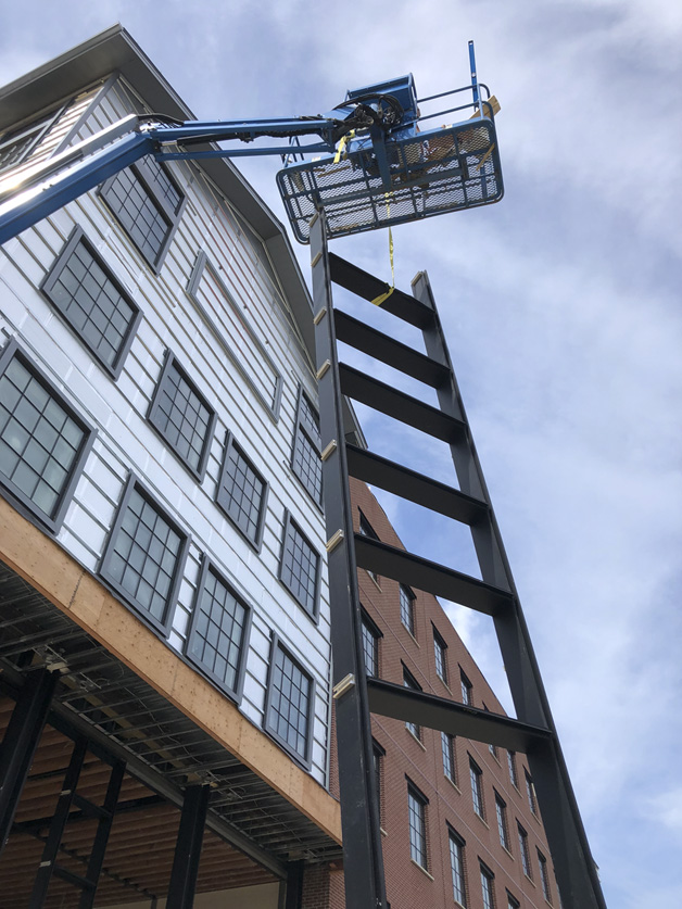 High ladder work at Duluth Trading construction