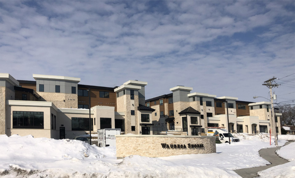 Wabesa Shores - newly constructed building in snow