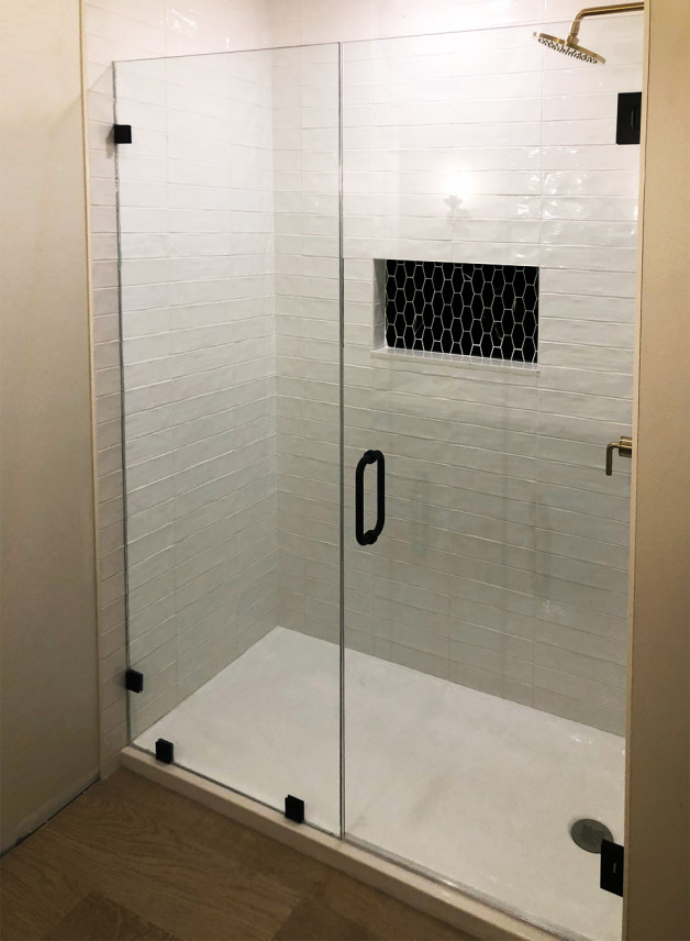 bath shower with black hardware