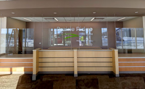 Glass partitions for clinic reception desks