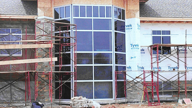 Construction of a new bank - we installed the glass.