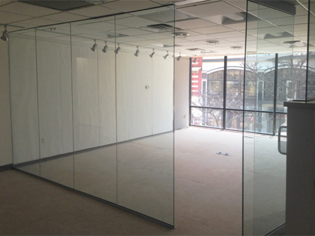 Office reconstruction in Madison. We installed this glass wall to make a conference room