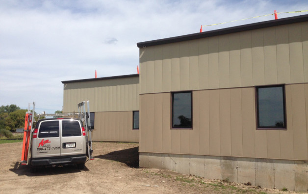 New aluminum windows for commercial work building